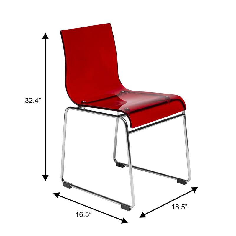 Lima Modern Transparent Acrylic in Chrome Steel Frame Dining Chair