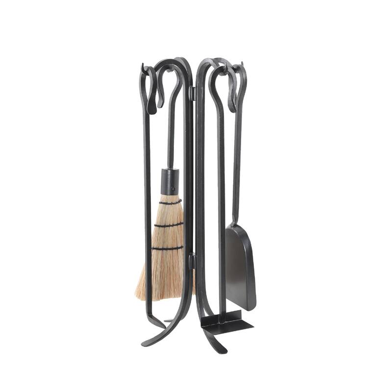 Minuteman International Shepherd's Hook Mini Fireplace Set of 4 Tools, 22 Inch Tall, Graphite Finish