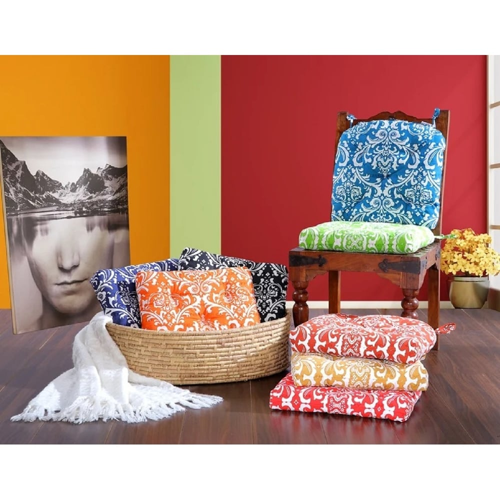 Handcrafted Cotton Chair Seat Pads Cushions with Ties - 16''x16'' for Dining | Home | Office Chairs