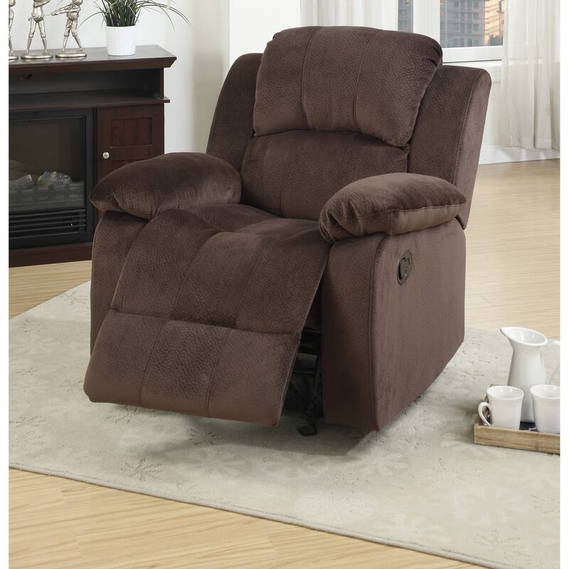 Motion Recliner Chair 1pc Rocker Recliner Couch Living Room Furniture Chocolate Padded Suede Metal Reclining