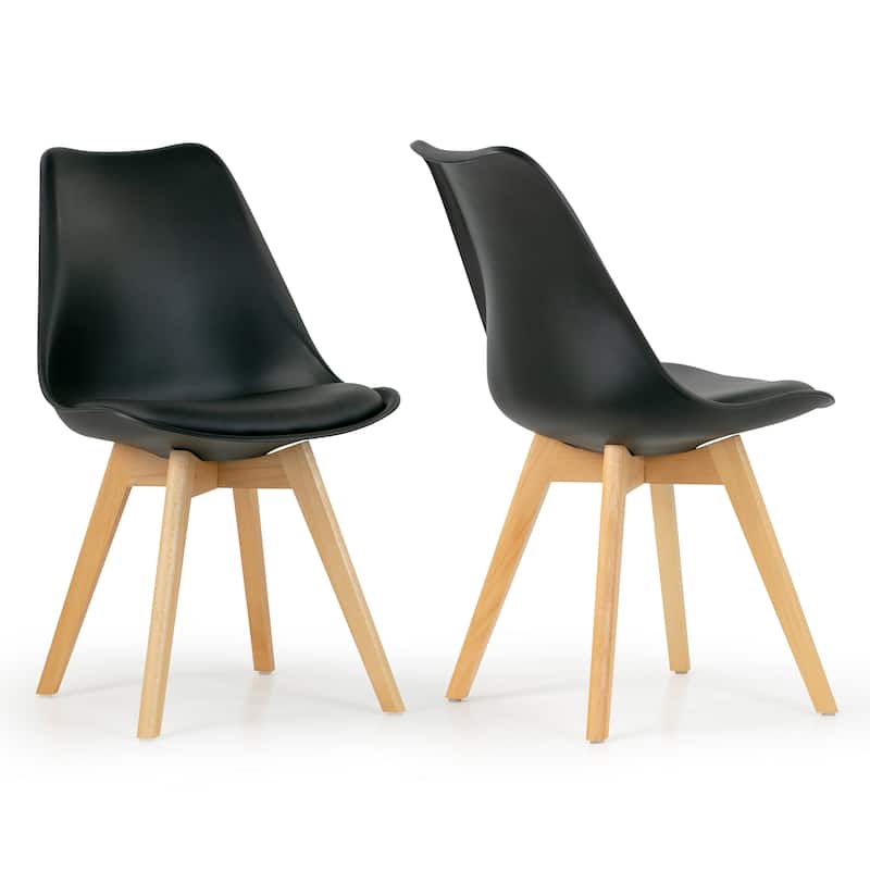 Set of 4 Balint Black Cushioned Plastic Dining Chairs