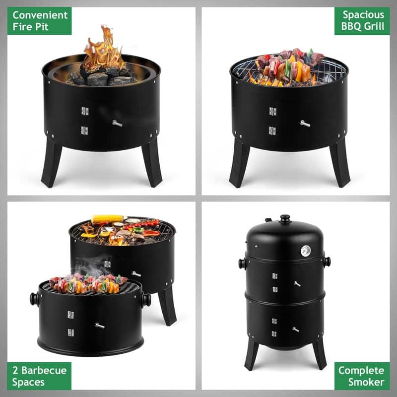 80*41*48cm Iron Spray Smoker Carbon Grill Black
