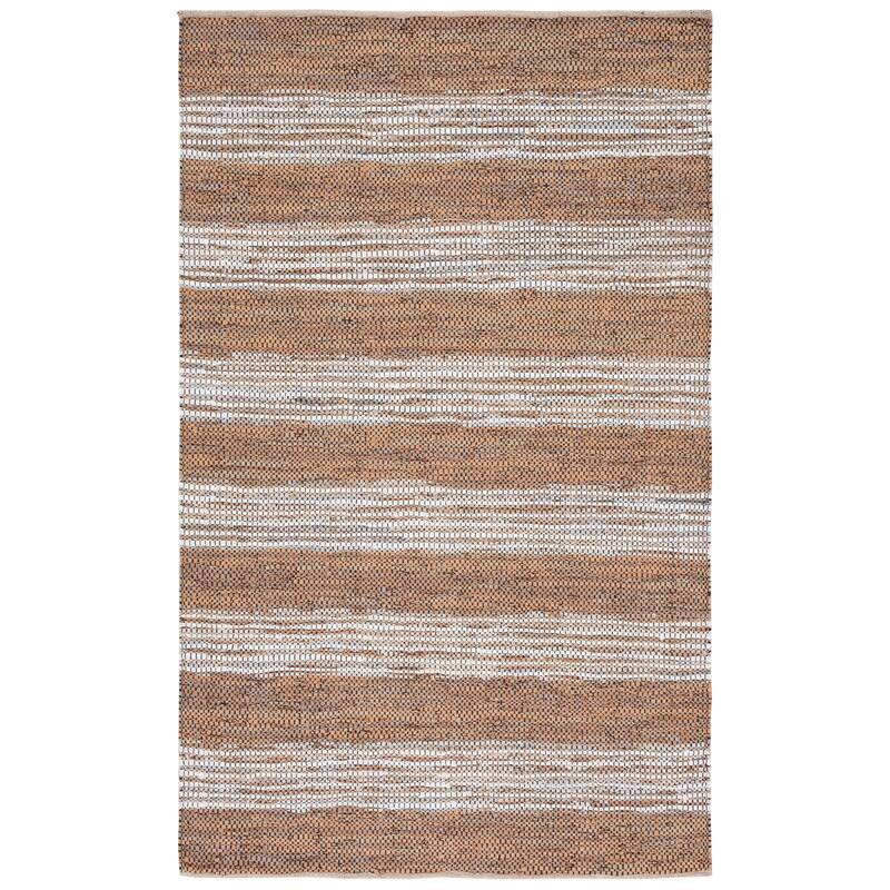 SAFAVIEH Handmade Vintage Leather Meghan Modern & Contemporary Leather - 5' x 8' - Light Brown/Ivory - Rectangle