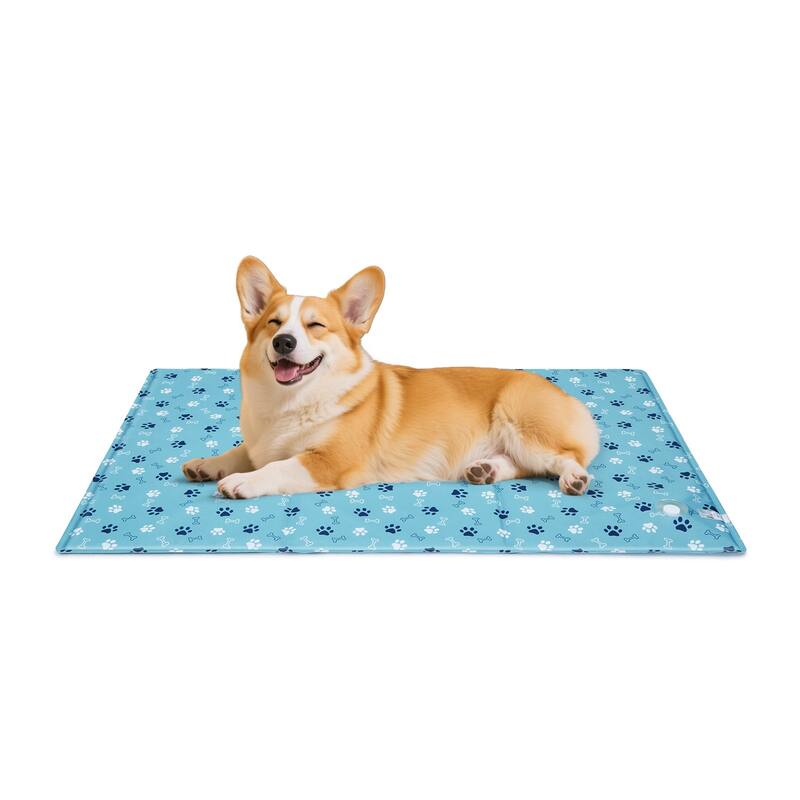 Ownpets Pet Cooling Mat Water-Filled Leak-proof Ice Pad, Durable Oxford Fabric, Lake Blue, Size L/XL/XXL - 39.4" x 23.6"