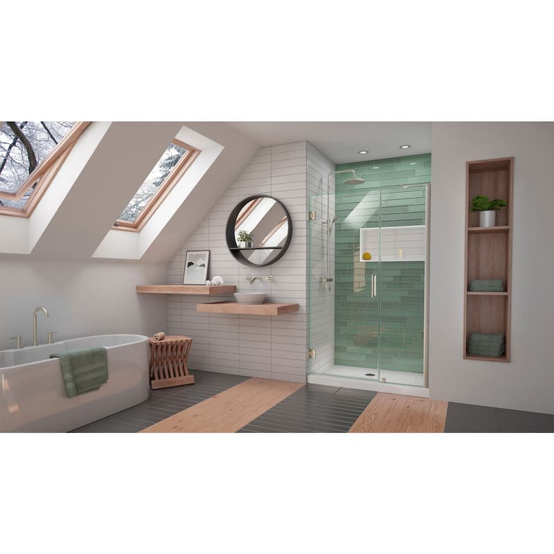DreamLine Unidoor-LS 47-48 in. W x 72 in. H Frameless Hinged Shower Door with L-Bar - 47" - 48" W - 47" - 48" W