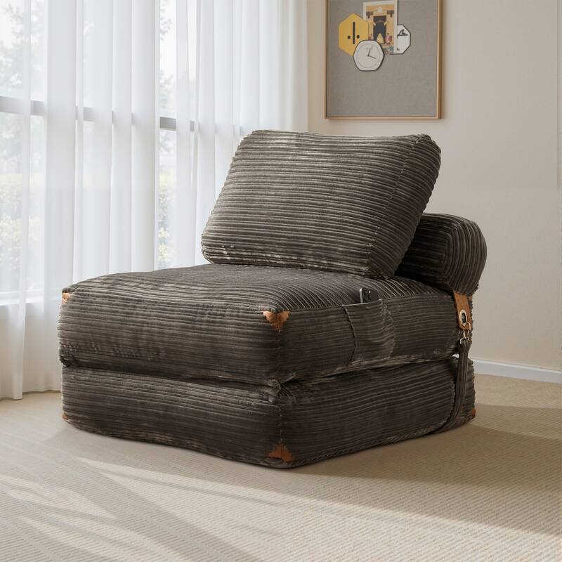 OVIOS Corduroy Foldable ​Compressed Sleeper Sofa - Grey