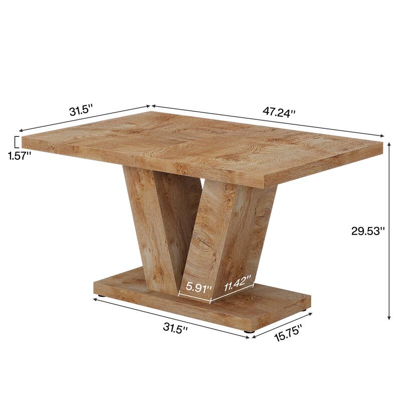 47-Inch Wooden Executive Desk with Heavy Duty Pedestal, Farmhouse Office Computer Desk for Home Office