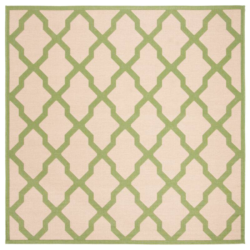 SAFAVIEH Linden Shirleyann Trellis Indoor/ Outdoor Patio Backyard Rug - 6'7" Square - Cream/Olive