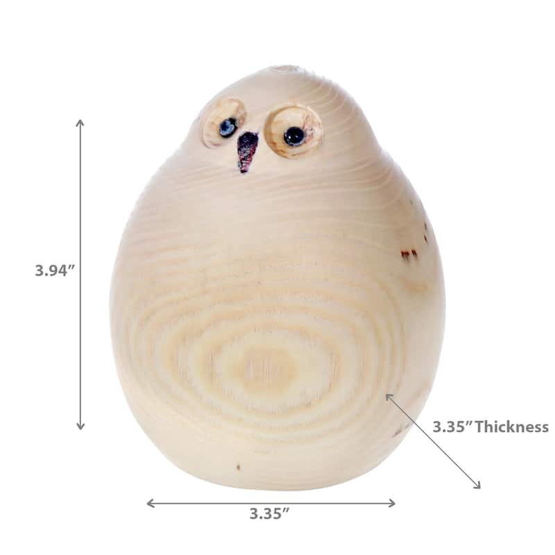 Natural Wooden Owl 3.35" - Set of 2