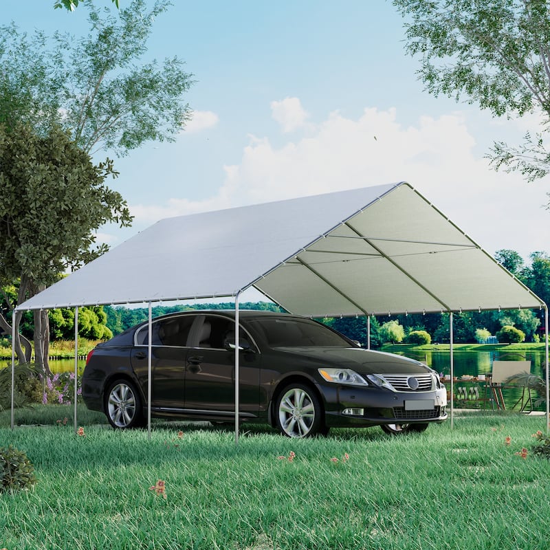 AVAWING Heavy Duty Carport, Waterproof & UV Resistant Outdoor Garage Shelter with Galvanized Steel Frame