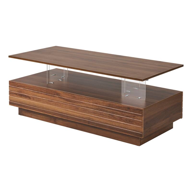 47.2" LED Coffee Table with Drawers & Light Display