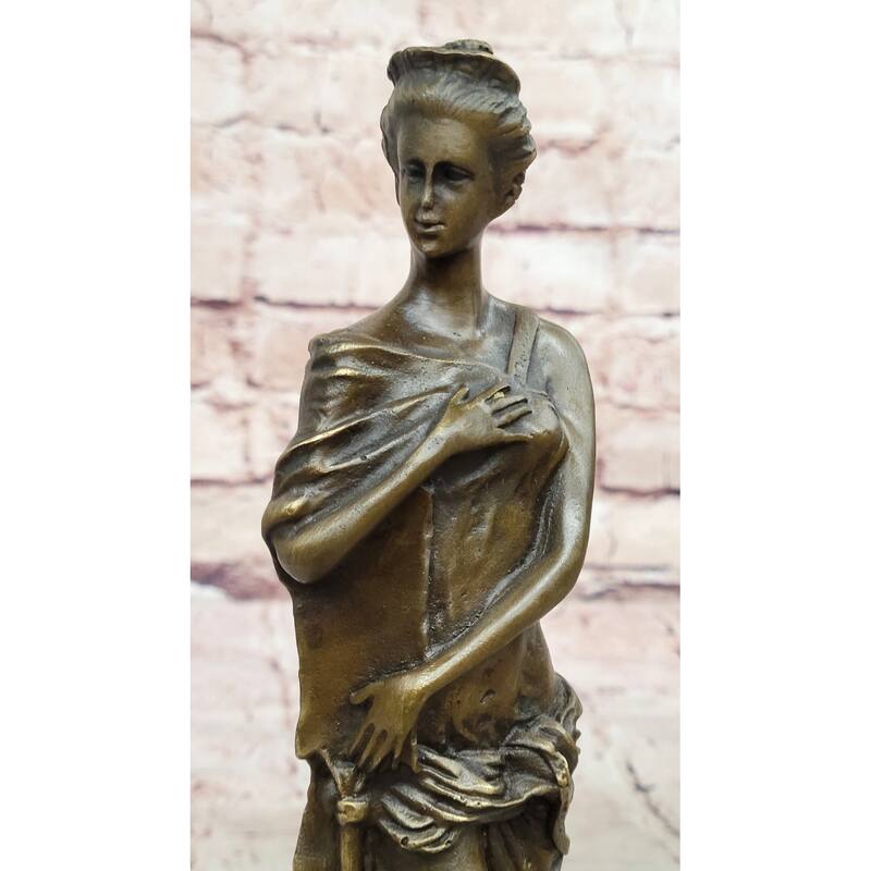 Classical Bronze Lady Sculpture – Elegant Woman Figurine On Marble Base