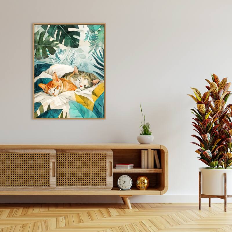 Cats Lives Napping by Justyna Jaszke Framed Canvas Wall Art