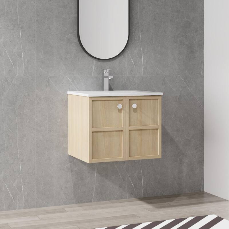 Beingnext 24"/30" Bathroom Vanity with Sink, Floating/Freestanding Bathroom Vanity with Soft Close Door