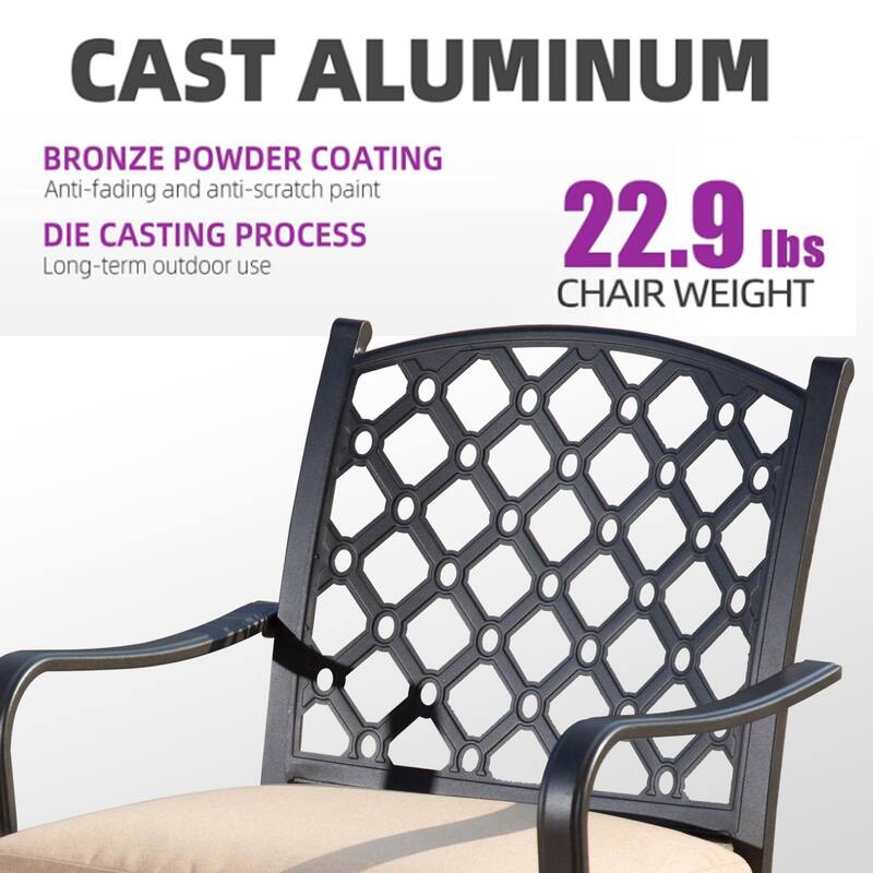 Domi 7-Piece Metal Patio Dining Set with Cushions and Table, Outdoor Furniture for Garden or Deck