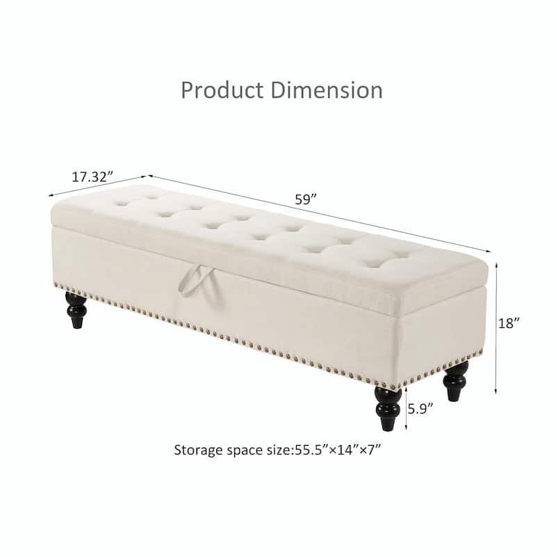 59" Bed Bench with Storage