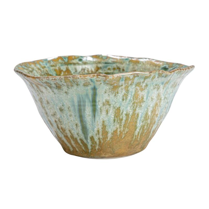 Stoneware Bowls with Reactive Crackle Glaze - 4.8"L x 4.3"W x 2.4"H
