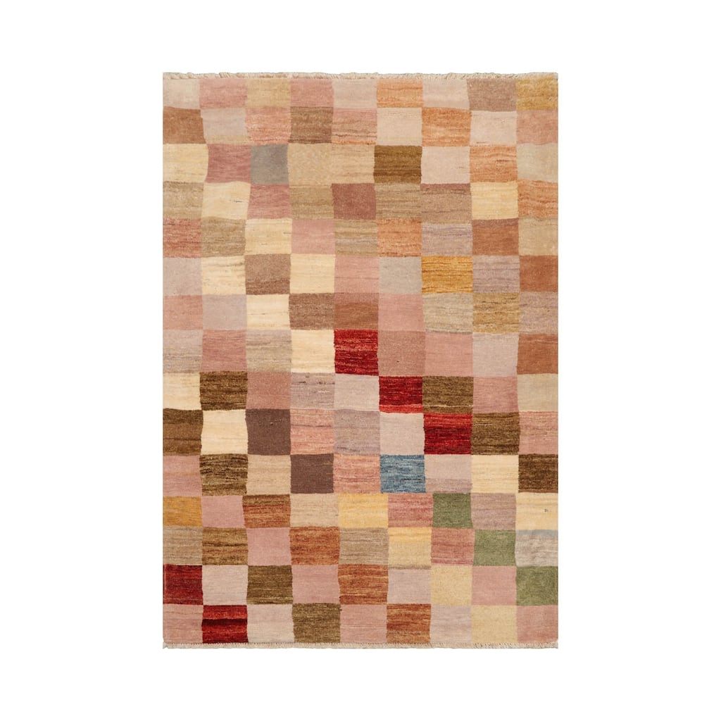 3x5 Hand Knotted Beige Wool Peshawar Modern Oriental Area Rug - 3' 11'' x 5' 10''