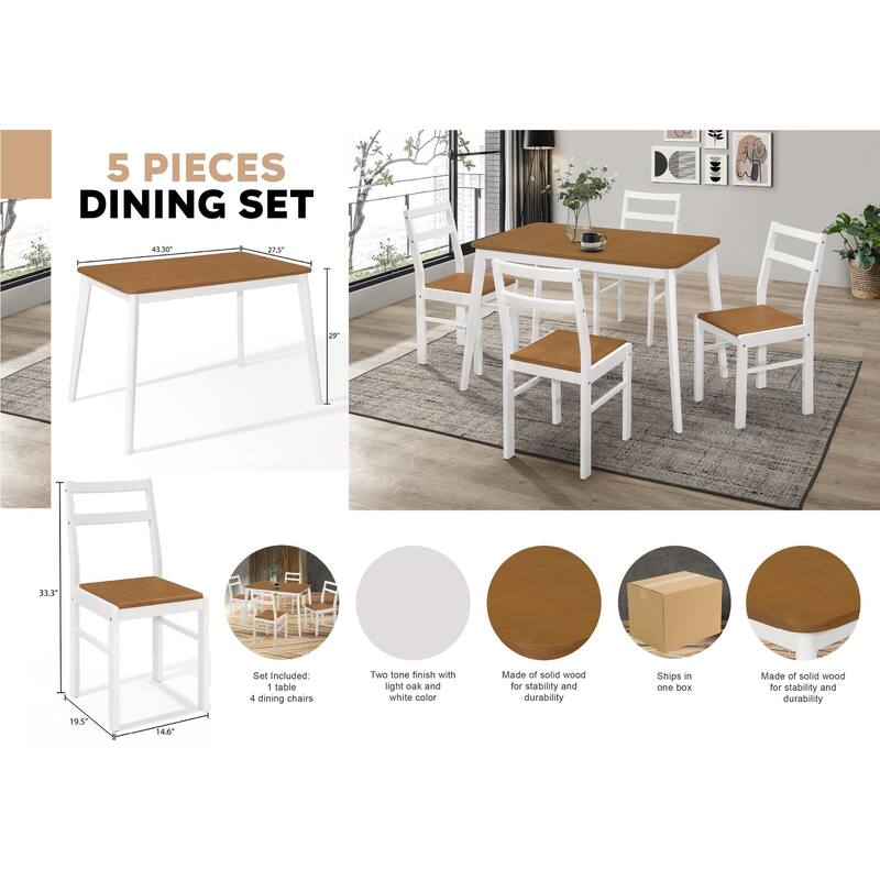CraftPorch Classic Two-tone 5-piece Dining Set