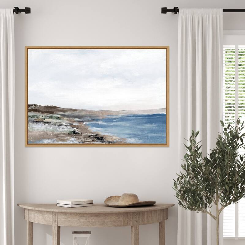 Coastal Serenity Under Vast Sky by PI Studio Framed Canvas Wall Art Print