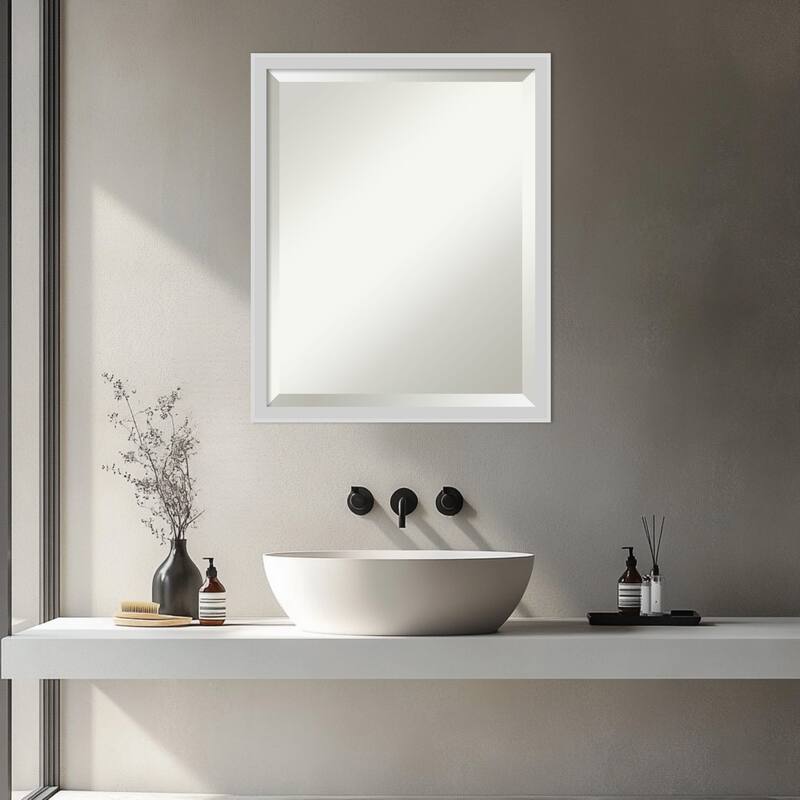 Incline Beveled Wood Framed Bathroom Vanity Wall Mirror