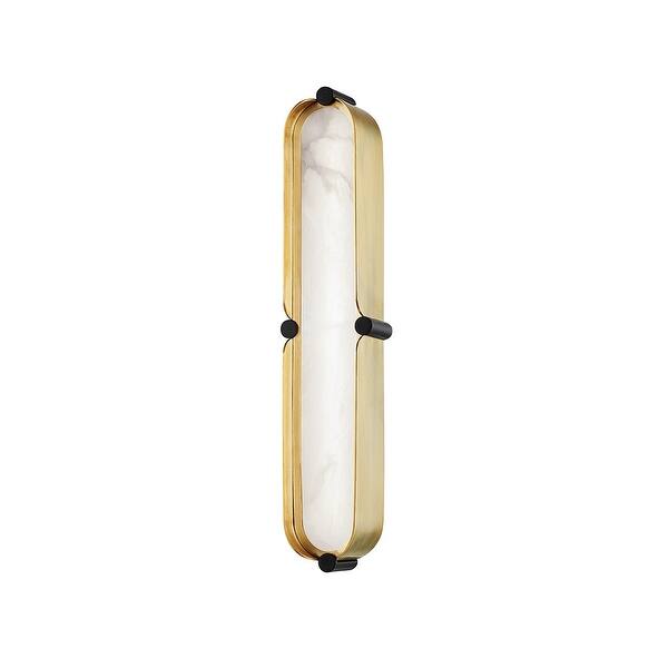slide 2 of 2, Hudson Valley Tribeca Small LED Bath Bracket with Alabaster Shade Aged Brass