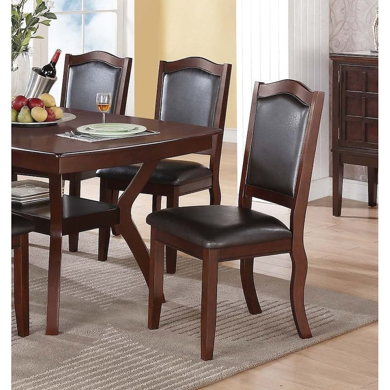 Transitional Style Dining Chairs Arched Backrest Padded Chair Espresso Finish