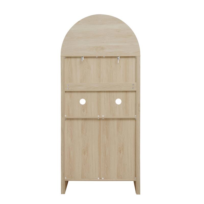 Wood Arched Kitchen Storage Pantry with Adjustable Shelves, Versatile Cupboard