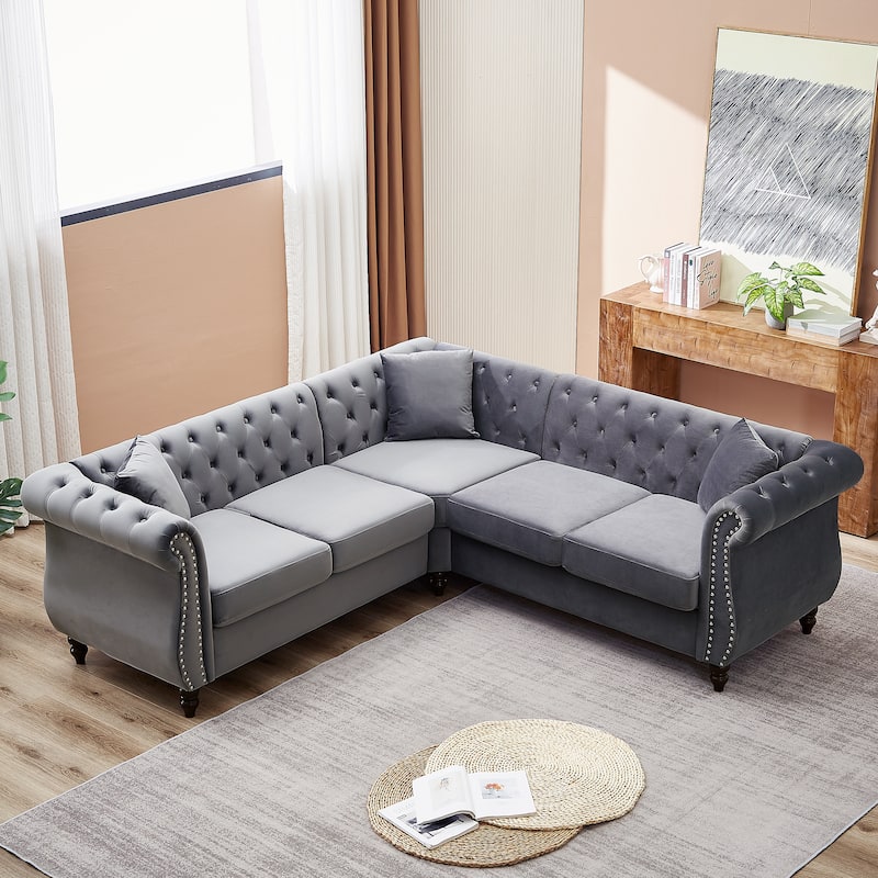 Oversized Corner Sofa Covers, L-Shaped Sectional Couch, 5-Seater Corner Sofas with 3 Cushions