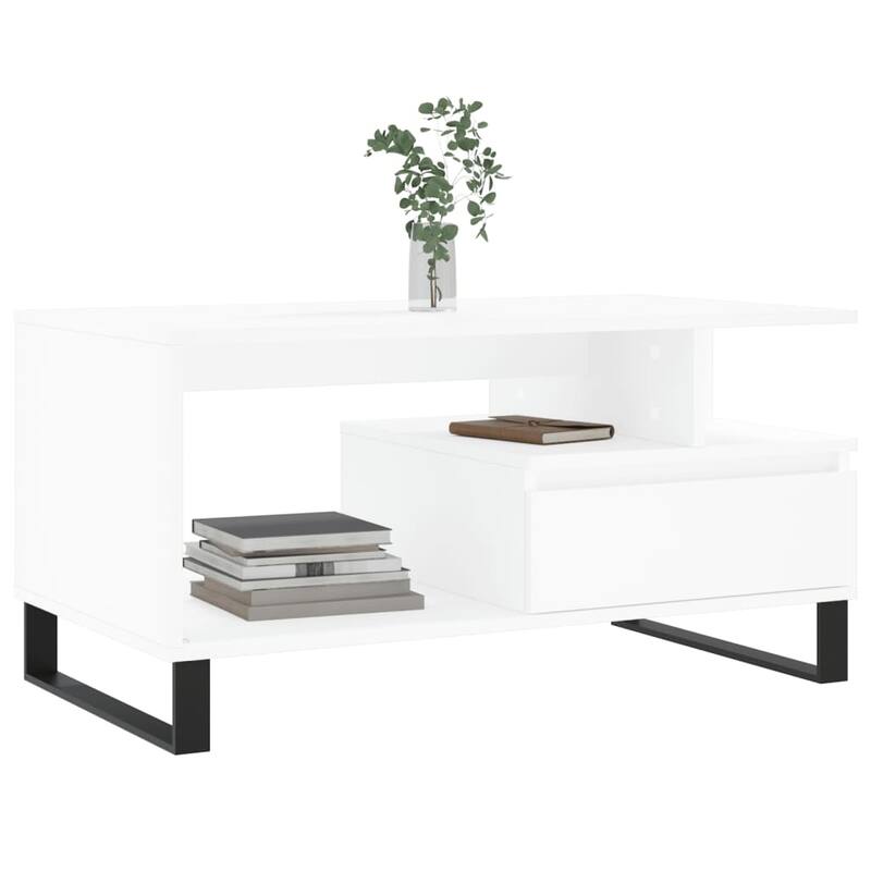 vidaXL Coffee Table White Engineered wood, metal Medium Coffee Table - 19.3 x 35.4 x 17.7 in