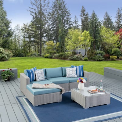 Santa Rosa Outdoor 5-piece Wicker Seating Sectional Set with Cushions by Christopher Knight Home