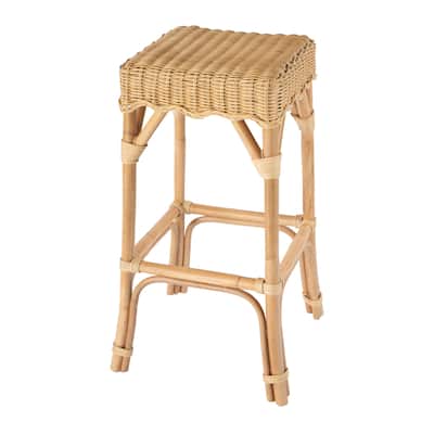 Flora Rattan Scalloped Bar Stool