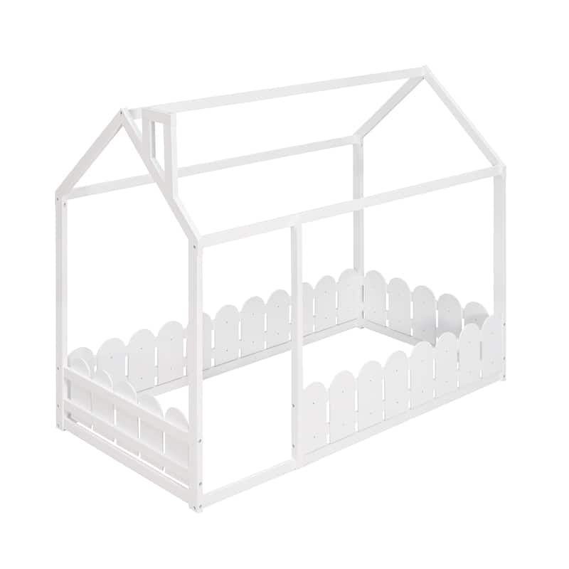Twin Pinewood Playhouse Bed Frame with Roof
