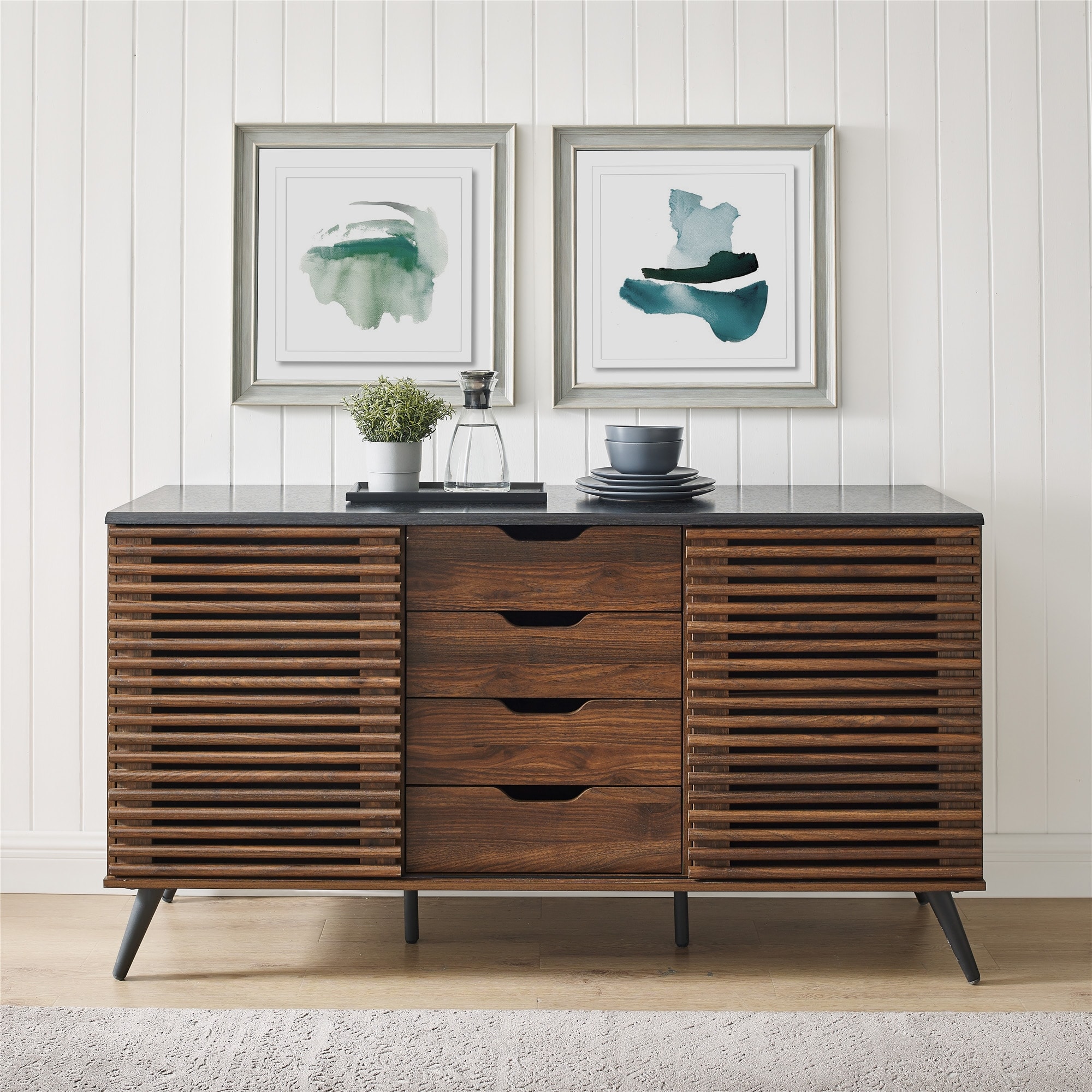Strick & bolton sliding shop slat door sideboard