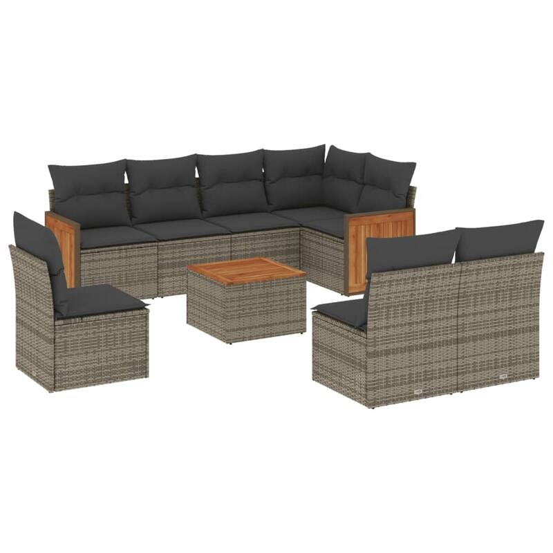 vidaXL Patio Sofa Set with Cushions Outdoor Conversation Furniture Poly Rattan
