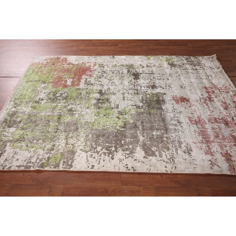 Contemporary Abstract Area Rug Hand-Knotted Wool Carpet - 5'6" X 7'8"