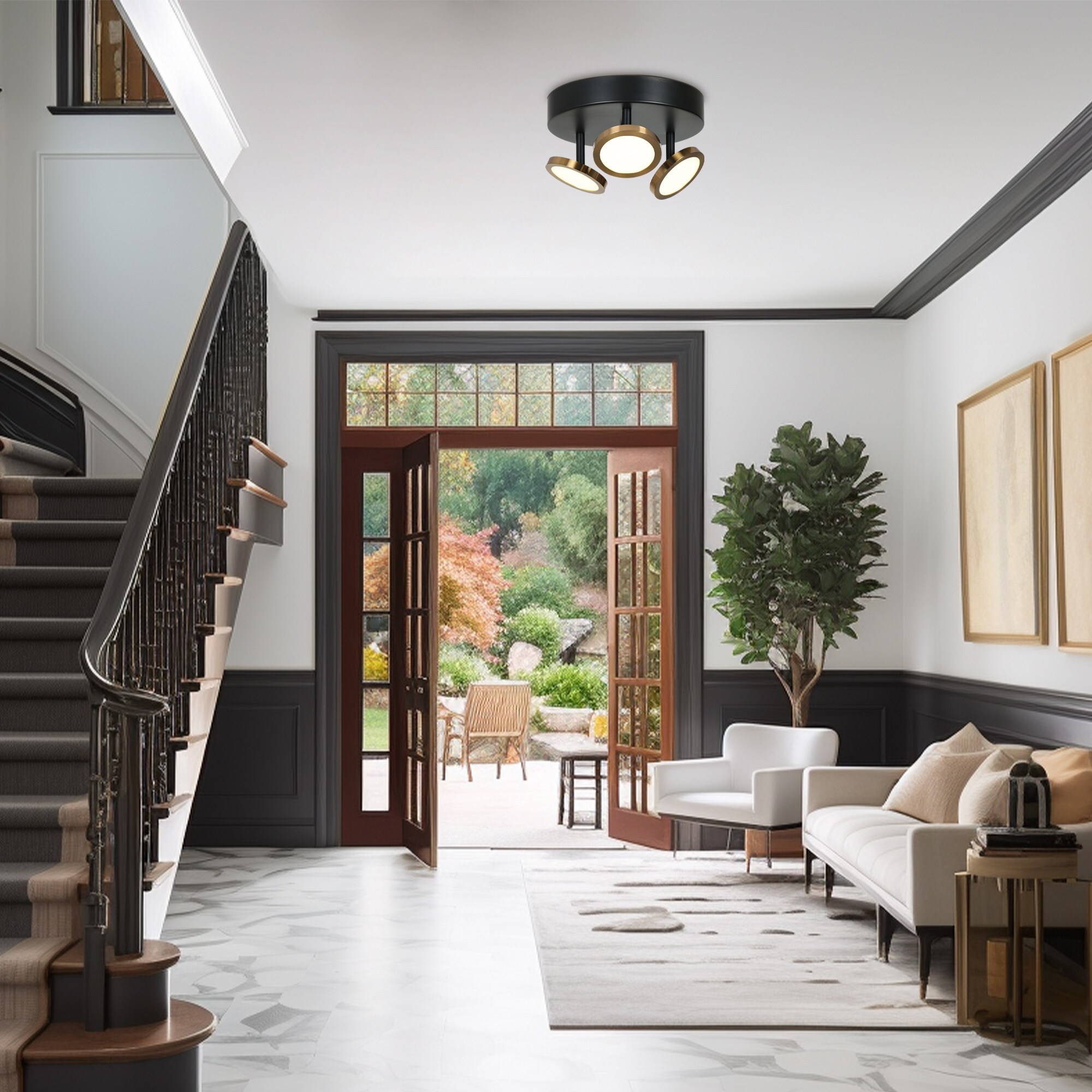 Modern minimalist led drum shaped wood & metal & acrylic flush mount ceiling light hotsell