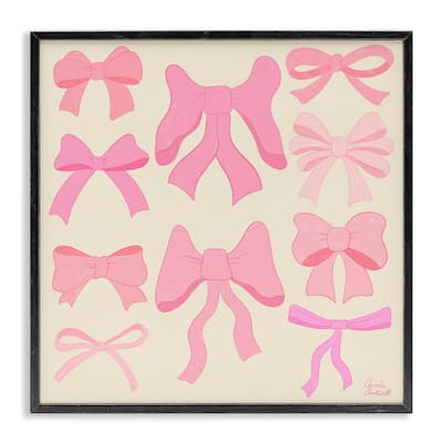 Stupell Trendy Pink Bows Assortment Framed Giclee Art Design By Carrie Cantwell