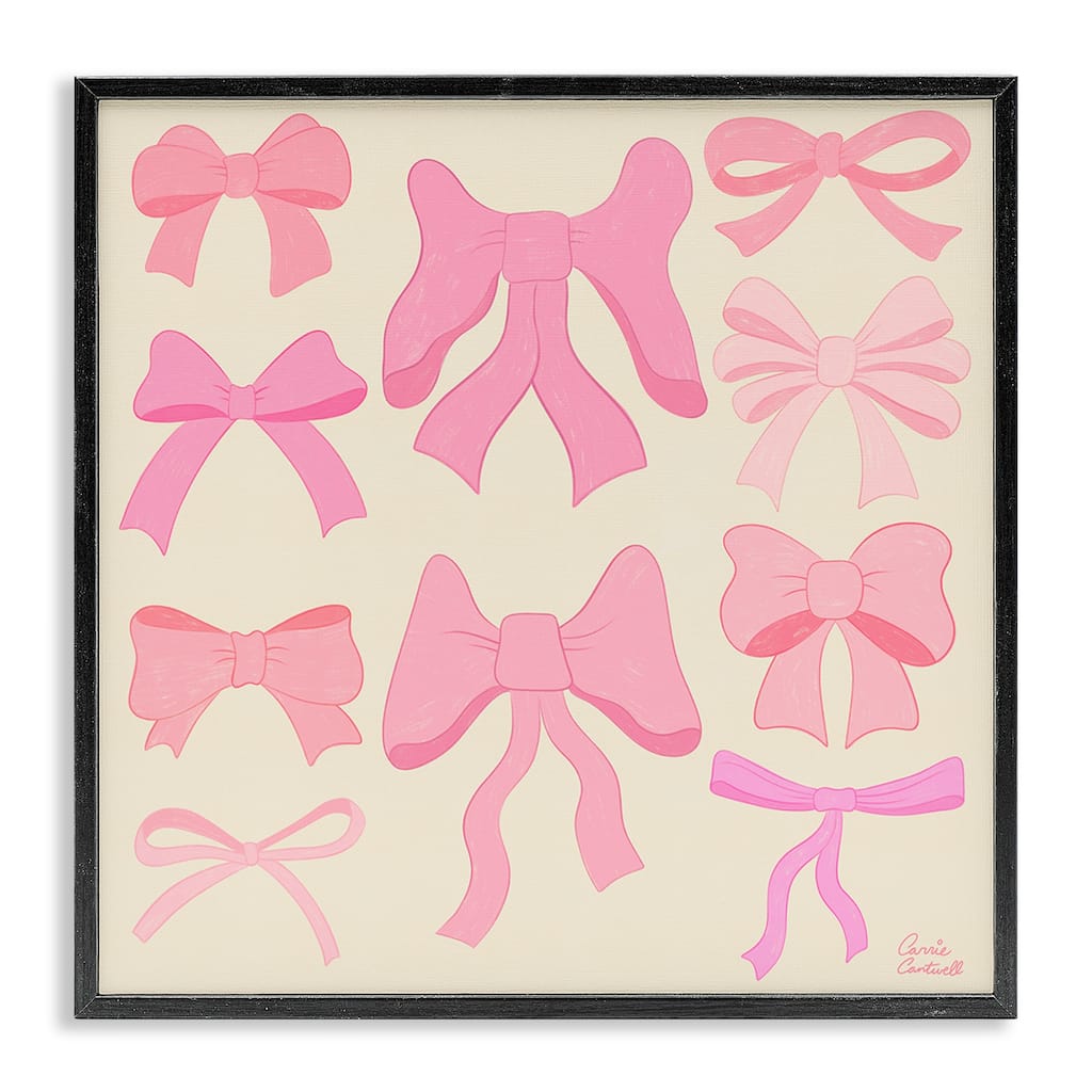 Stupell Trendy Pink Bows Assortment Framed Giclee Art Design By Carrie Cantwell