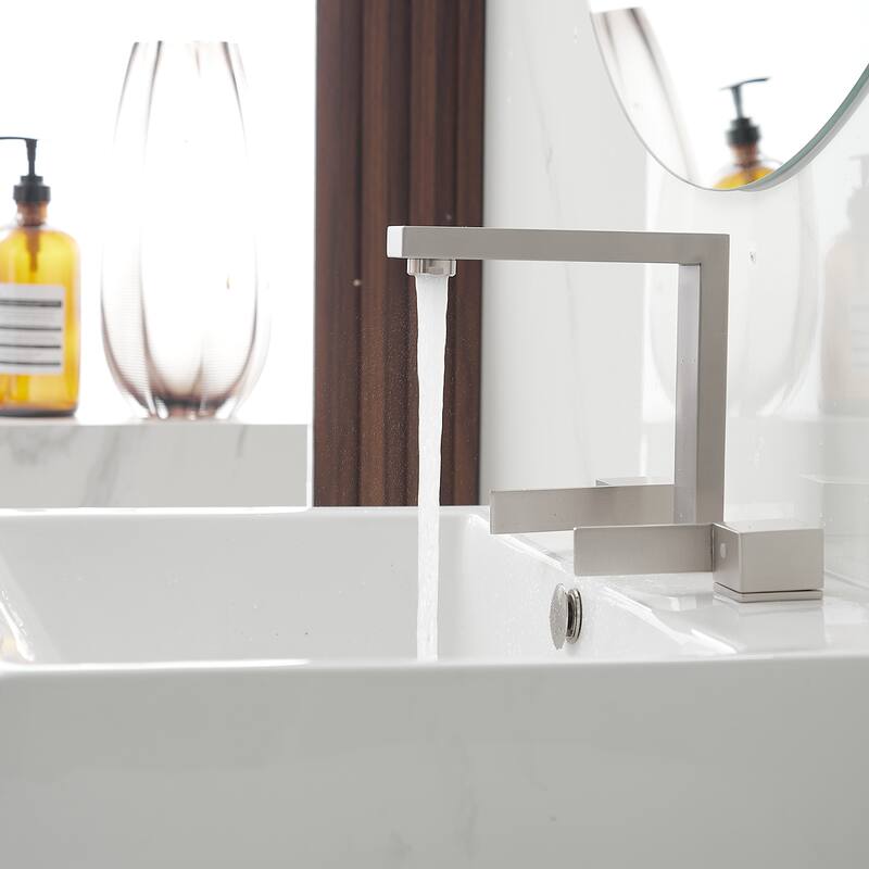 8 in. Widespread Bathroom Faucet Two Handle 3 Holes High-Arc Spout With Drain Assembly