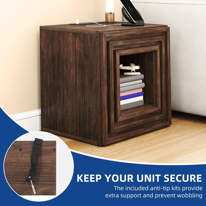 Moasis Chairside End Side Table with Drawer and Storage for Living Room