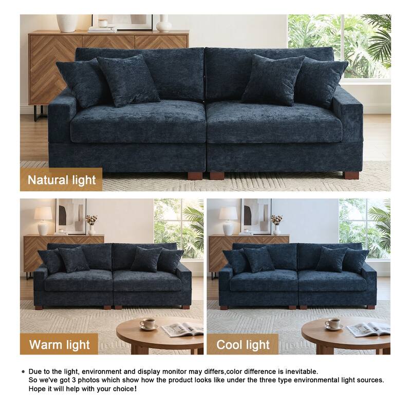 Modern Upholstered Chenille Modular Sectional Sofa with Pillow