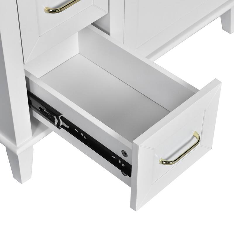 30-Inch Bathroom Vanity with Ceramic Sink, Adjustable Shelf, Soft Close Door, and 3 Soft Close Drawers