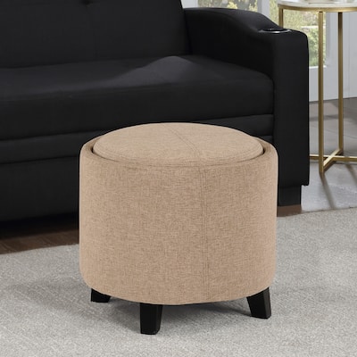 Storage Ottoman with Reversible Tray - Decorative Storage Furniture with Comfortable Cushion Seat and Functional Tray Lid