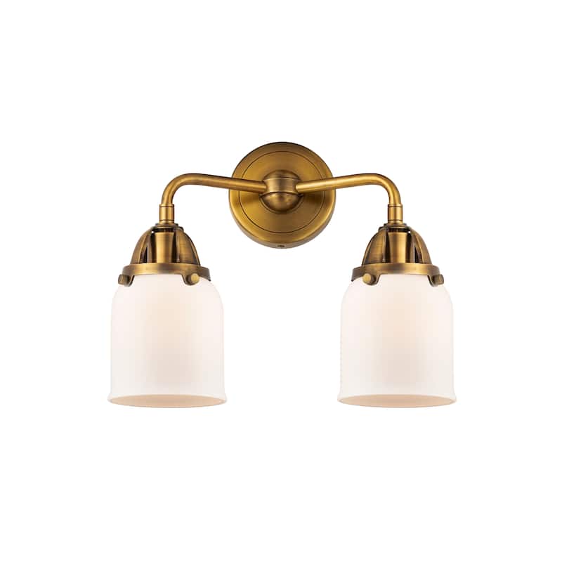 Innovations Lighting Nouveau 2 Bell - 2 Light 13" Bath Vanity Light - Brushed Brass/Matte White