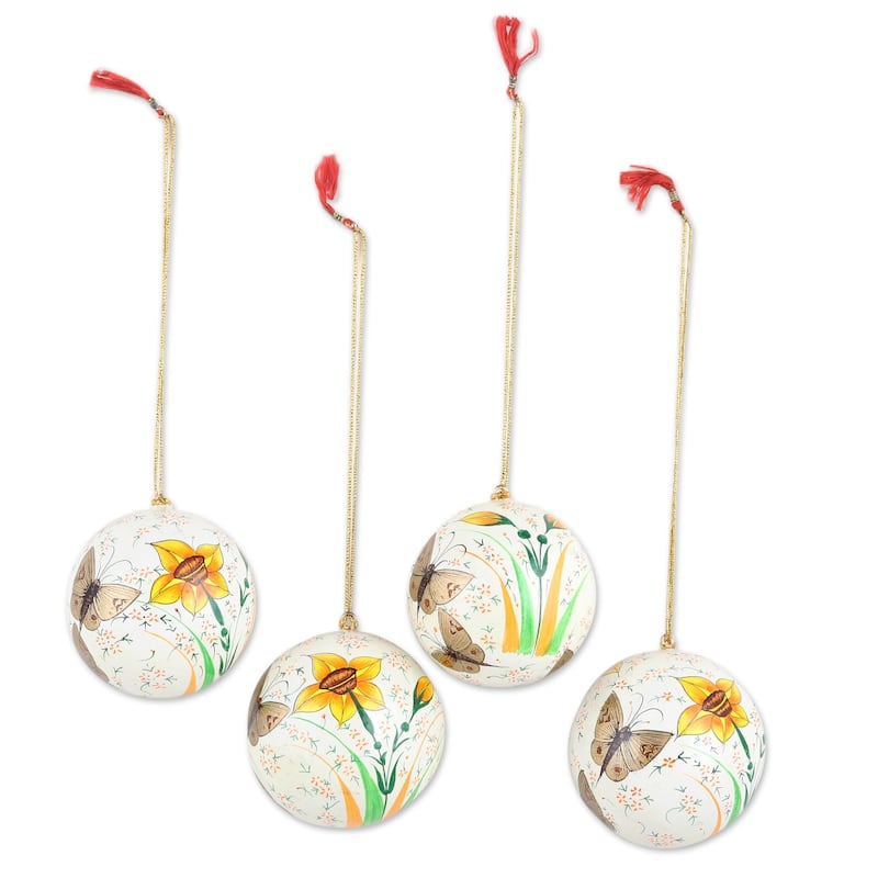 Novica Handmade Early Spring Papier-Mache Holiday Ornaments (Set Of 4)
