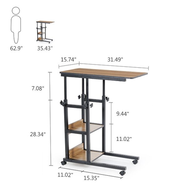 Tribesigns Sofa Side Table with Storage Shelves Mobile C Table