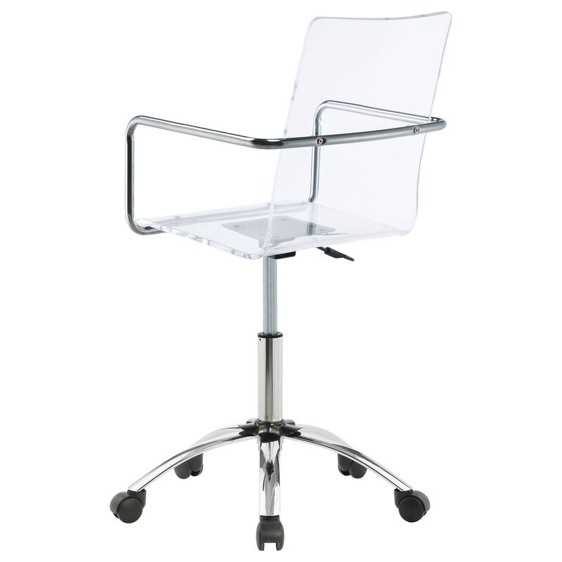 Clear Acrylic Office Chair with Chrome Base, Adjustable Height, Swivel Seat and Rolling Casters