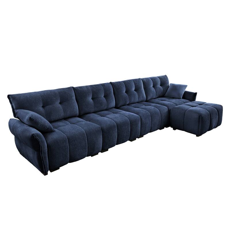 4-Seater U-Shaped Modular Sofa with 1 Ottomans & Pillows