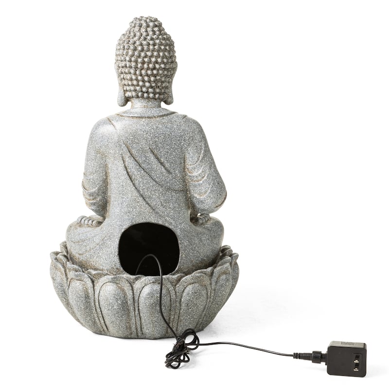 Glitzhome Polyresin Meditating Buddha Frog/Elephant Statue Outdoor Water Fountain with LED Lights